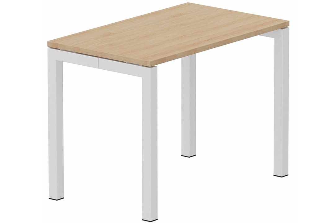 Module composable pied arche L.120xP.60cm, départ, plateau hêtre, structure blanc