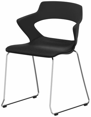 a definir - a definir - SWEETY Chaise pied luge H46cm Gris anthracite, revêtement assise noir  piétement chrome