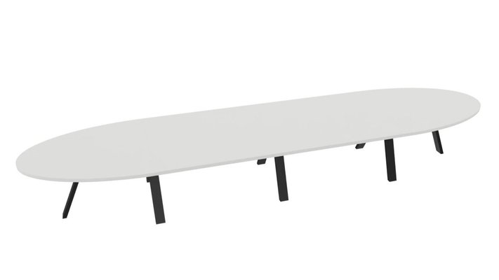 [Pas de famille] - [Pas de sous famille] - TABLE OBLONGUE 4 PLATEAUX 540X120CM SUR STRUCTURE X3 MEETING. Plateau Blanc et pietement Noir.