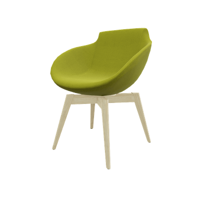 FAUTEUILS/POUFS - 4 pieds bois - Coco - Fauteuil 4 pieds bois naturel (W1). Tissu Int Step Vert (L08) - Tissu Ext Step Vert (L08)