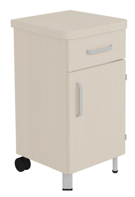SCOLAIRE - Se Reposer - Chevet DANAÉ SIGNATURE 2 roues 1 tiroir 1 porte méla. pièt. époxy - L44xP46xH82 cm - Gris RAL 9006