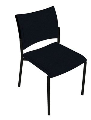 FAUTEUILS/POUFS - 4 pieds - Chaise 4 pieds OMNIA, assise et dossier tissu BONDAI coloris noir, structure coloris noir