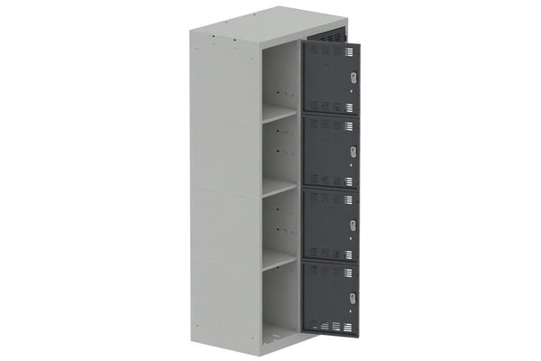 VESTIAIRES MULTICASES - 2 Colonnes - Vestiaire multicases, 2 colonnes L.80cm/8 cases, coffre gris clair/portes anthracite