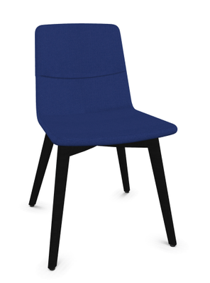 VISITEURS ET FONCTIONNELS - 4 Pieds - MELODY chaise 4 pieds bois. face intérieure tissu STEP bleu face extérieure tissu step mélange coloris bleu piétement noir