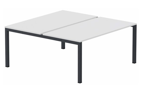 Postes Bench (poste doubles) - SERIE K3 - k3 - Bench départ 2 Plateaux fixes 180x80 (encombrement P165xL180cm) -Finitions : PLATEAUX: BLANC (BL) / PIETEMENTS: ANTHRACITE (AN ) / 
