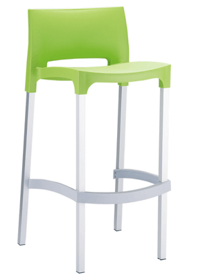 POLYPROPYLENE - TABOURETS  - GALICE-Chaise haute en polypropylène recyclable. Pieds en aluminium anodisé 25x25mm. Usage intérieur et extérieur. Empilable par 4. coloris vert