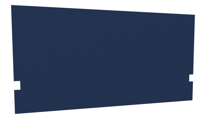 PANNEAUX ECRANS POUR BUREAU DROIT SOLO - Pour bureaux largeur 140 cm - SECRET Panneau-écran acoustique H74cm pour poste solo L.140cm. 2 faces tissu LUCIA coloris bleu. pinces de fixation réglables en hauteur coloris aluminium