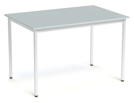 DECO Table forme rectangulaire L.160xP.80xH.75cm, Plateau Mélamine ép.18mm. Plateau couleur Mélhalifax Blanc(ML90). Piètement Epoxy Blanc(EP91).