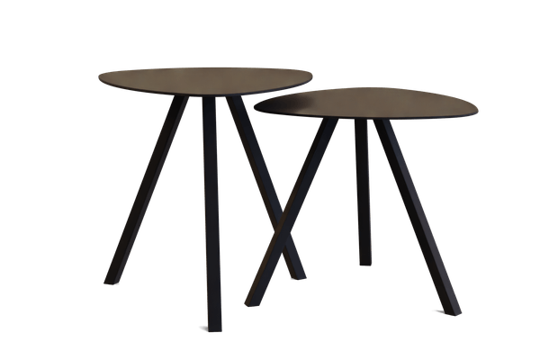 TABLES TRIUM - Tables hauteur 75 cm - TRIUM Table basse forme triangulaire L.50xP.50xH.40cm + TRIUM Table basse forme triangulaire L.50xP.50xH.45cm, noir