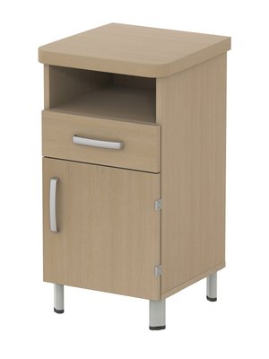 SCOLAIRE - Se Reposer - Chevet DANAÉ SIGNATURE 1 niche 1 tiroir 1 porte méla. pièt. époxy - L44xP46xH82 cm - Gris RAL 9006