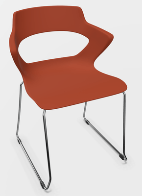FAUTEUILS/POUFS - Piétement Luge - SWEETY Chaise pied luge H46cm. coque polypropylène coloris rouge. piétement chrome