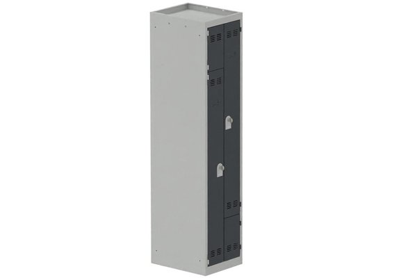 VESTIAIRES GAIN DE PLACE - 1 Colonne - Vestiaire gain de place, 1 colonne (fermeture cadenas) coffre gris clair/portes anthracite