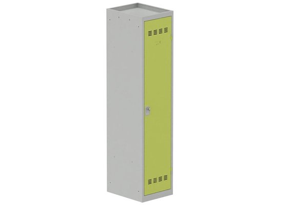 [Pas de famille] - [Pas de sous famille] - Vestiaire industrie salissante 1 porte (fermeture cadenas) H180xL40xP50cm coffre gris clair/ porte(s) anis
