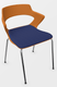 SWEETY Chaise 4 pieds tube, piétement chrome, coque polypropylène coloris orange, placet assise tissu BONDAI coloris bleu BNC