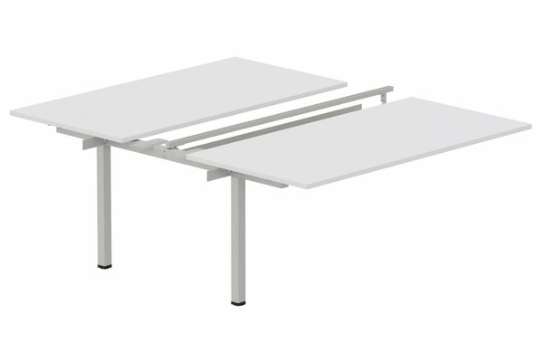 Postes Bench (poste doubles) - SERIE K3 - K3 Bench suivant 2 plateaux coulissants 180x80cm encombrement 180x165cm blanc/aluminium - sur délai