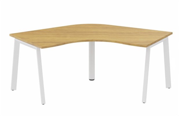 Gamme K8 - Plans compacts - K8 Compact 120° symétrique 120x120/80cm structure pied d'angle, plateau noyer, structure blanc
