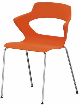 VISITEURS ET FONCTIONNELS - 4 Pieds - SWEETY Chaise 4 pieds tube. coque polypropylène coloris orange. piétement chrome