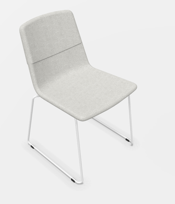 CHAISES ET TABOURETS - Pour tables standards, ht 75 cm, piétement 4 pieds - Melody - Chaise pietement Luge Blanc (BL). Tissu Int Synergy Gris Clair SY08 (S08) - Tissu Ext Synergy Gris Clair SY08 (S08)