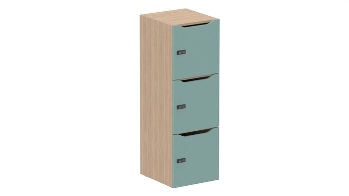 CASIERS - 3 cases - Meuble à cases H.137xL.45xP.50cm - 3 cases H43cm. portes avec découpe en partie haute. serrure à code