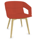 MELODY fauteuil 4 pieds bois. face intérieure tissu SYNERGY coloris rouge face extérieure tissu SYNERGY coloris rouge piétement frêne brun