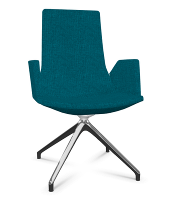 DIRECTION - Visiteurs - KI fauteuil de conférence haut dossier. piétement 4 branches en aluminium poli