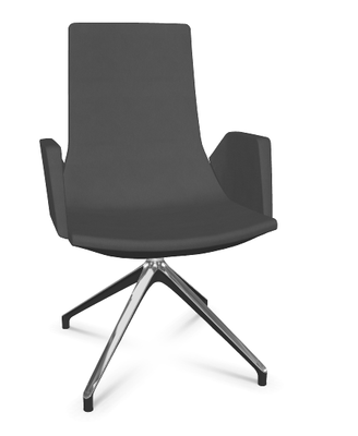 DIRECTION - Visiteurs - KI fauteuil de conférence haut dossier. piétement 4 branches en aluminium poli