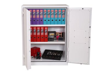 COFFRES-FORTS - Armoires fortes ignifuges - Armoire forte ignifuge L.94xP.52xH.123cm - 354 Litres / 106kg - 2 portes serrure électronique, 2 tablettes, coloris blanc