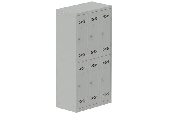 [Pas de famille] - [Pas de sous famille] - Vestiaire multicases 3 colonnes L,30cm 2 cases (fermeture cadenas) H,180xL,90xP,50cm coffre gris clair/portes gris clair
