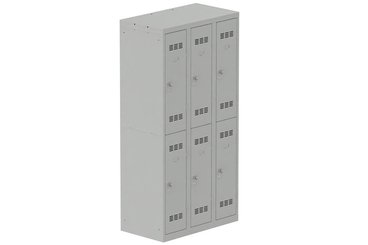 [Pas de famille] - [Pas de sous famille] - Vestiaire multicases 3 colonnes L,30cm 2 cases (fermeture cadenas) H,180xL,90xP,50cm coffre gris clair/portes gris clair