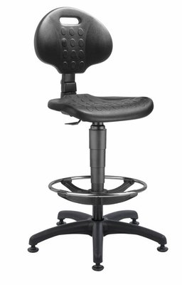 TECHNIQUES - Chaises - Chaise haute POLYURETHANE, mécanisme contact permanent, sur patins, réglable de 59 à 84cm, coloris noir, piétement nylon noir