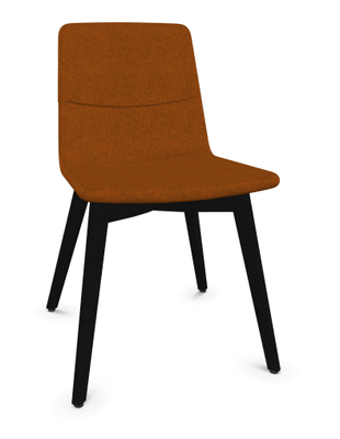 VISITEURS ET FONCTIONNELS - 4 Pieds - MELODY chaise 4 pieds bois. face intérieure tissu STEP mélange orange chiné face extérieure tissu step mélange coloris orange chiné piétement noir