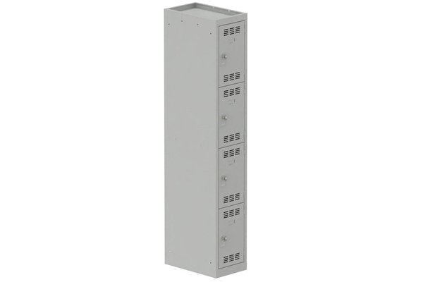 [Pas de famille] - [Pas de sous famille] - Vestiaire multicases 1 colonne L,30cm 4 cases (fermeture cadenas) H,180xL,30xP,50cm coffre gris clair/portes gris clair