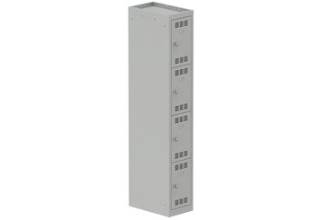 [Pas de famille] - [Pas de sous famille] - Vestiaire multicases 1 colonne L,30cm 4 cases (fermeture cadenas) H,180xL,30xP,50cm coffre gris clair/portes gris clair