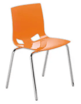 POLYPROPYLENE - CHAISES  - GLOSSY chaise 4 pieds polypropylène coloris coloris orange brillant, structure chromée