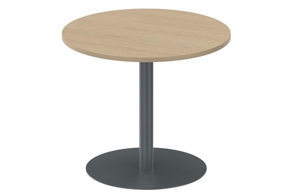 TABLES DE REUNION - Ronde - Table ronde diamètre 90cm sur pied colonne anthracite / chêne