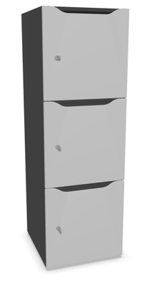 CASIERS - 3 cases - Meuble à cases H.137xL.45xP.50cm - 3 cases H43cm. portes avec découpe en partie haute. serrure à clé