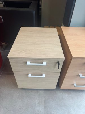 DESTOCKAGE - Rangements - Caisson mobile mélaminé 2 tiroirs dont 1 pour dossiers suspendus finition chêne