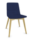 MELODY chaise 4 pieds bois. face intérieure tissu STEP mélange bleu chiné face extérieure tissu step mélange coloris bleu piétement frêne brun