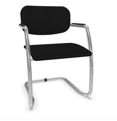 VISITEURS ET FONCTIONNELS - Luge - DIVA fauteuil dos tissu. piétement luge chromé. assise et dossier tissu STEP coloris noir