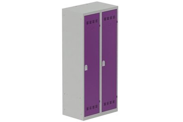 [Pas de famille] - [Pas de sous famille] - Vestiaire industrie salissante 2 portes (serrure 2 clés) H180xL80xP50cm coffre gris clair/ porte(s) prune
