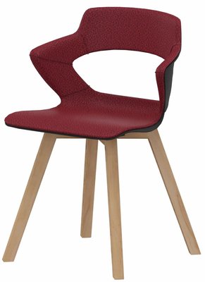 a definir - a definir - SWEETY Chaise 4 pieds bois  en hêtre massif, coque polypropylène coloris noir, placets assise et dossier tissu BONDAI coloris rouge brique
