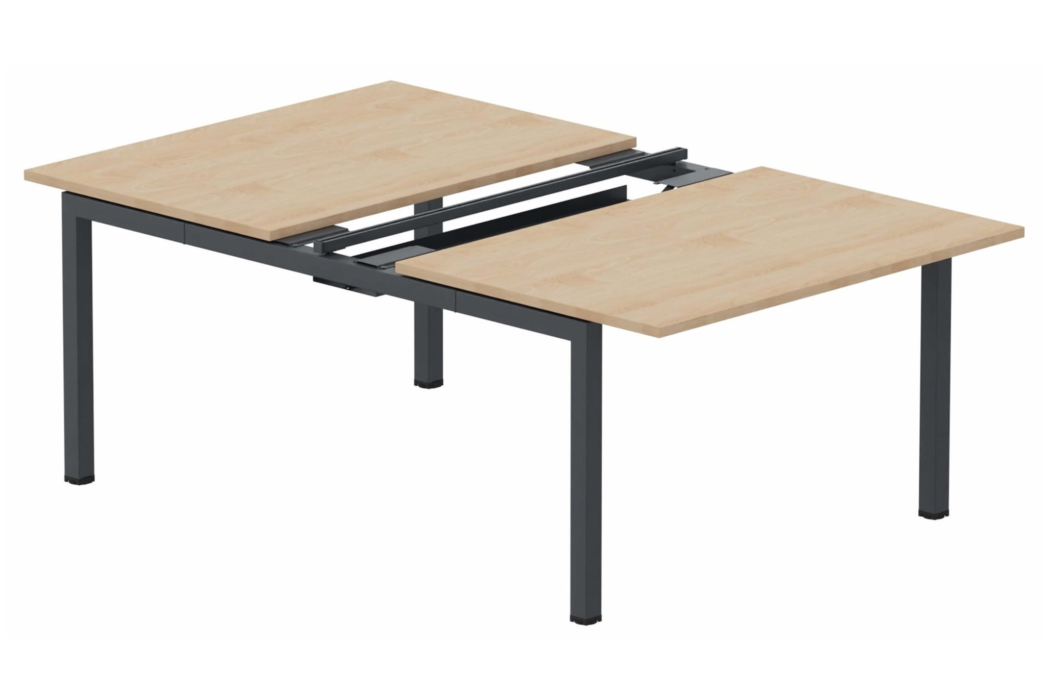 K3 - Bench départ 2 Plateaux coulissants 160x80 (encombrement P165xL160cm) -Finitions : PLATEAUX: HETRE (HE) / PIETEMENTS: NOIR GRAINE MAT (NG)