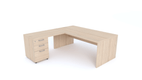 X5- Plan Manager 180x90cm avec retour 100x60cm sur caisson hauteur bureau 3 tiroirs (encombrement 180x190cm)