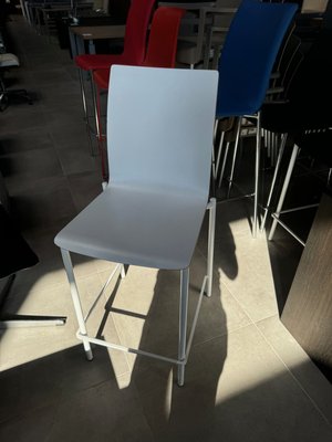 DESTOCKAGE - Chaise - Tabouret hauteur 65 cm structure 4 pieds blanche, assise en stratifié blanche