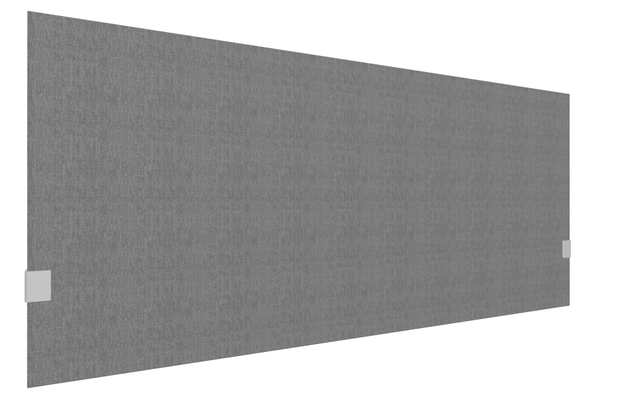 PANNEAUX ECRANS POUR BUREAU DROIT SOLO - Pour bureaux largeur 160 cm - SECRET Panneau-écran acoustique H74cm pour poste solo L.160cm. 2 faces tissu BERTA coloris gris. pinces de fixation réglables en hauteur coloris aluminium