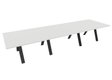 TABLE RECTANGULAIRE 3 PLATEAUX 420X120CM SUR STRUCTURE X3 MEETING. Plateau Blanc et piètement Noir.