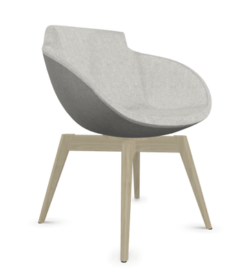 FAUTEUILS/POUFS - 4 pieds bois - Coco - Fauteuil 4 pieds bois naturel (W1). Tissu Int Synergy Gris Clair SY08 (S08) - Tissu Ext Synergy Gris SY16 (S16)