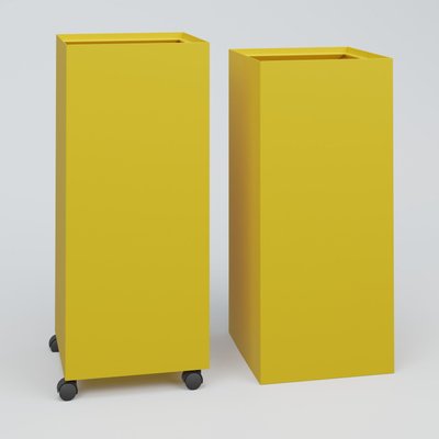ACCESSOIRES - ACCESSOIRES  - Poubelle 1 Module HT 75 cm Larg. 30 cm Prof. 60 cm avec roulettes . Coffre Jaune