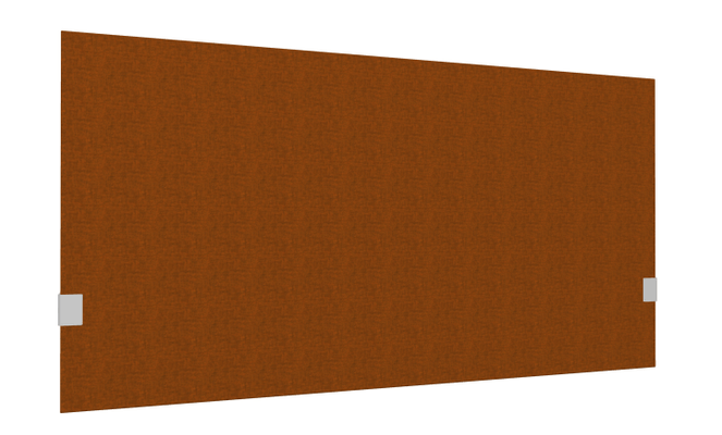 PANNEAUX ECRANS POUR BUREAU DROIT SOLO - Pour bureaux largeur 140 cm - SECRET Panneau-écran acoustique H74cm pour poste solo L.140cm. 2 faces tissu STEP coloris orange chiné. pinces de fixation réglables en hauteur coloris aluminium