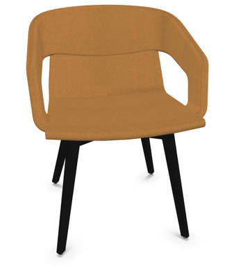 FAUTEUILS/POUFS - 4 pieds bois - MELODY fauteuil 4 pieds bois. face intérieure tissu STEP coloris jaune face extérieure tissu STEP coloris jaune piétement noir